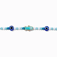 Blue Beaded Fish Choker Necklace