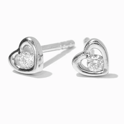 C LUXE by Claire's Sterling Silver 1/20 ct. tw. Lab Grown Diamond Open Heart Stud Earrings