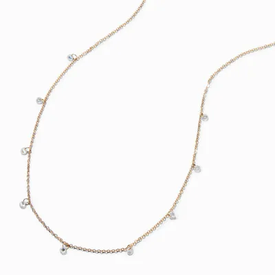 Gold-tone Stainless Steel Cubic Zirconia Confetti Chain Necklace