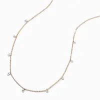 Gold-tone Stainless Steel Cubic Zirconia Confetti Chain Necklace
