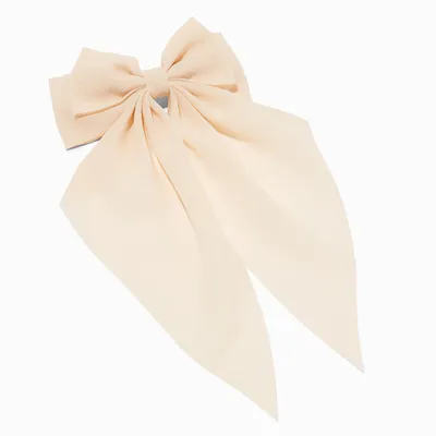 Ivory Bow Long Tail Barrette Hair Clip