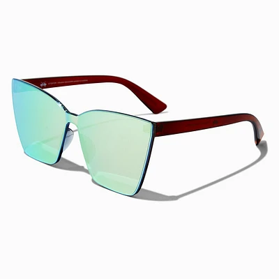 Blue-Green Lens Oversized Cat Eye Sunglasses