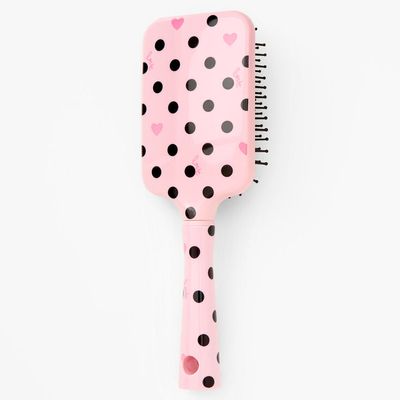 Heart Polka Dot Paddle Hair Brush - Pink