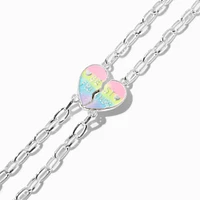 Best Friends Glow in the Dark Rainbow Split Heart Charm Bracelets - 2 Pack