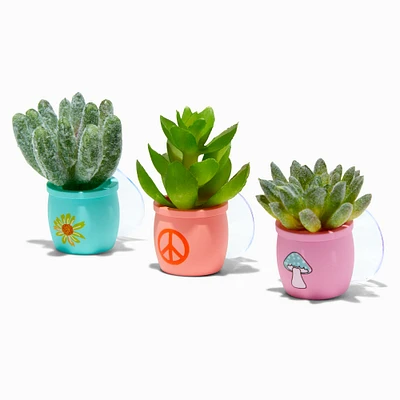 Suction Cup Mini Faux Succulent Set - Brights/3 Pack