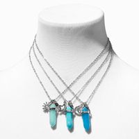 Best Friends Celestial Blue Mystical Gem Pendant Necklaces - 3 Pack