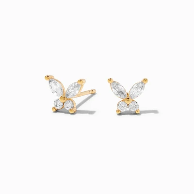 C LUXE by Claire's 18k Yellow Gold Plated Cubic Zirconia Butterfly Earrings