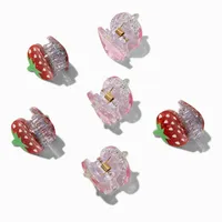 Strawberry Glitter Mini Hair Claws - 6 Pack