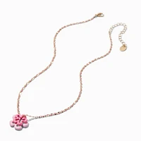 Pink Flower Pendant Necklace