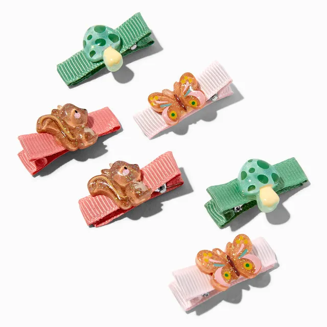 Claire's Club Glitter Bow Snap Hair Clips - 6 Pack