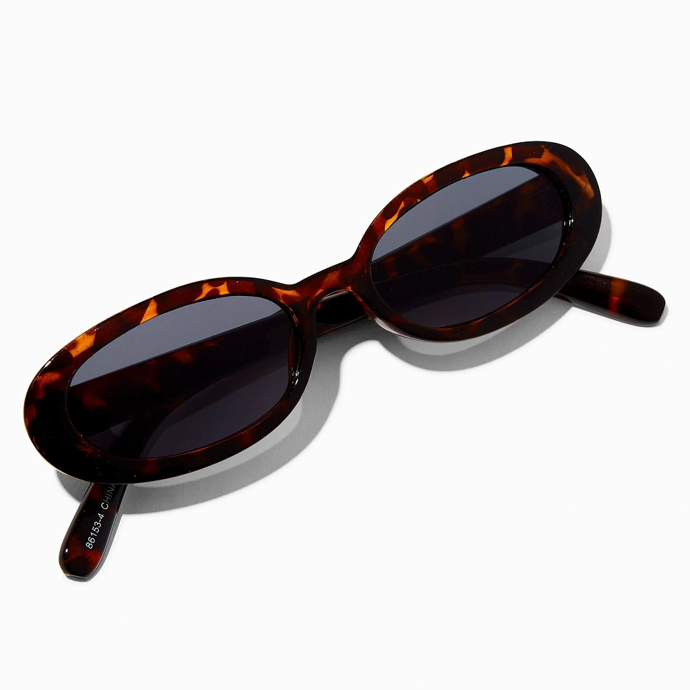 Tortoiseshell Print Oval Sunglasses