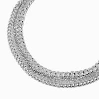 Silver-tone Cable Chain Stack Multi-Strand Necklace