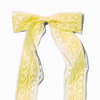 Yellow Lace Satin Hair Bow Clip