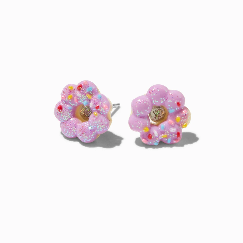 Glow in the Dark Purple Mochi Donut Stud Earrings