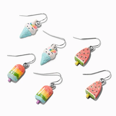 1" Rainbow Glitter Popsicle Drop Earrings - 3 Pack