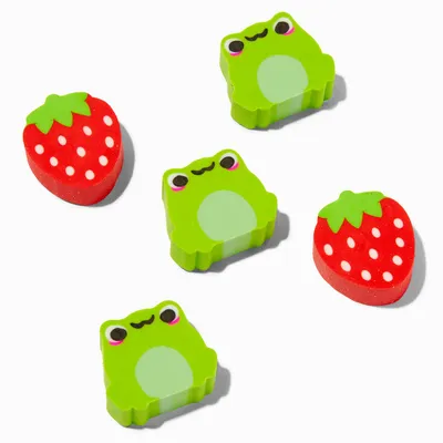 Strawberry Frog Erasers - 5 Pack