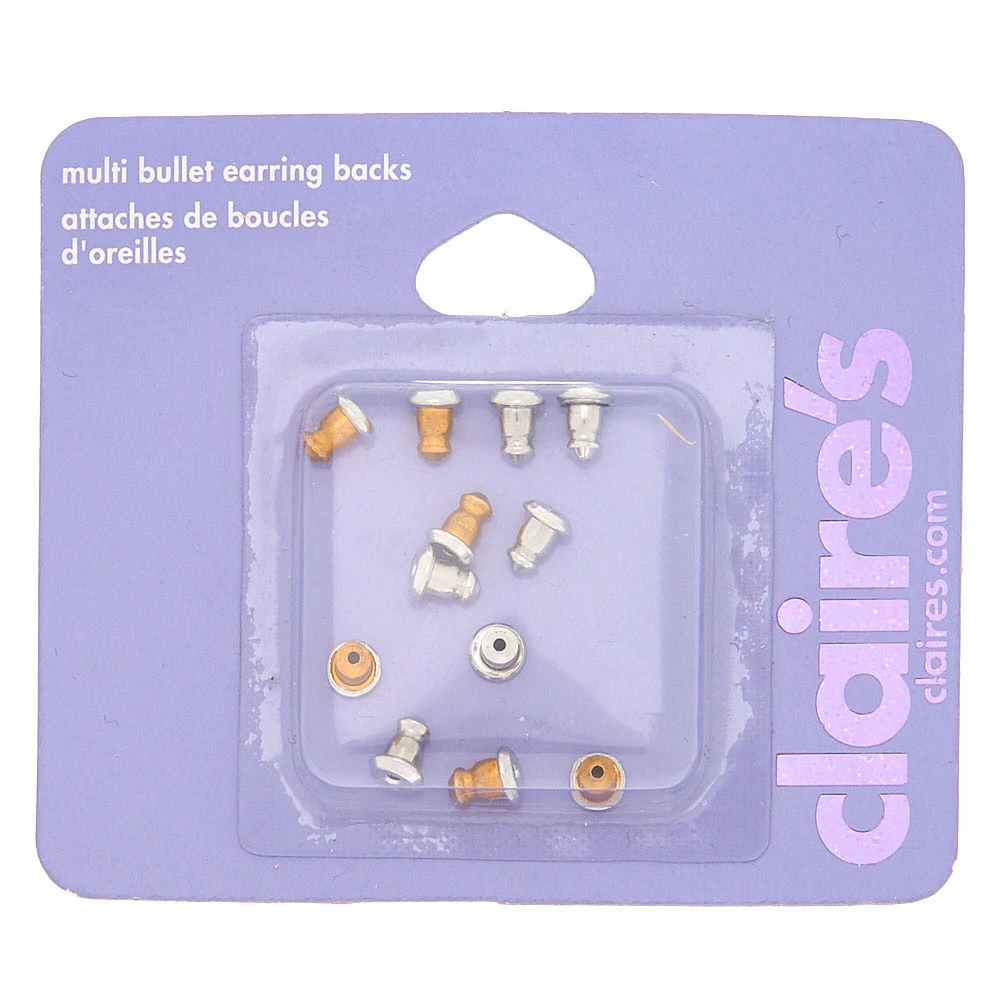 Mixed Metal Bullet Earring Backs - 12 Pack