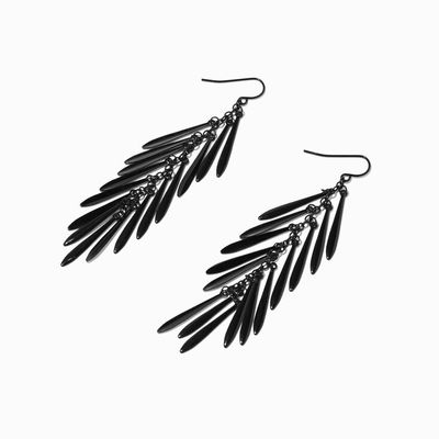 Black Fringe 3.5" Drop Earrings