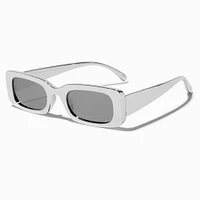 Silver Metallic Chunky Rectangular Sunglasses