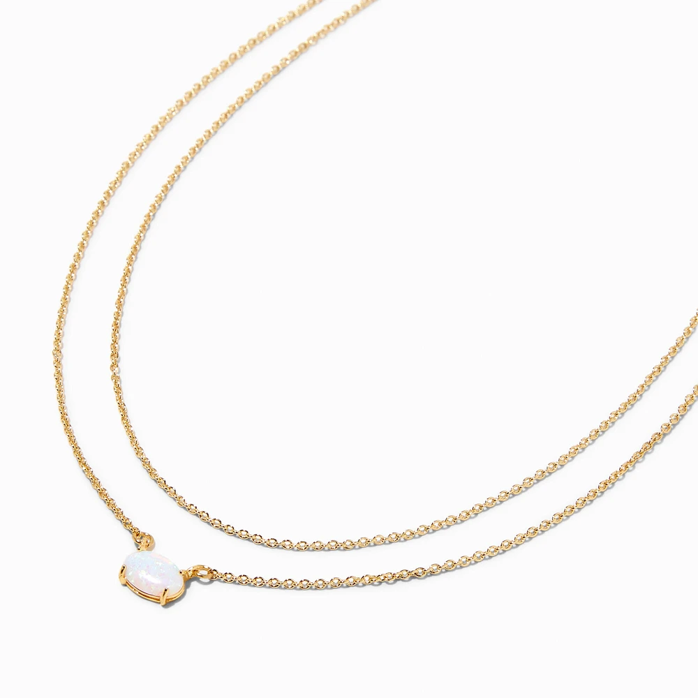 C LUXE by Claire's 18k Yellow Gold Plated Opal Multi-Strand Necklace