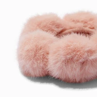 Blush Pink Furry Pom Pom Hair Scrunchie