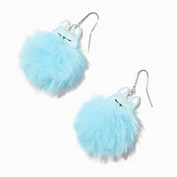 Blue Husky Dog Pom Pom 1.5" Drop Earrings