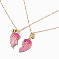 Best Friends Pink Molten Drip Split Heart Necklaces - 2 Pack