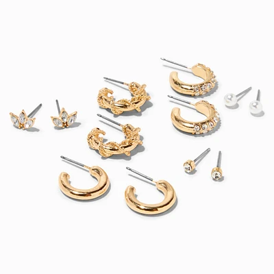 Gold Textured Earrings Set - 6 Pack