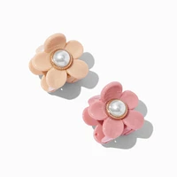 Pink & Ivory Flower Hair Claws - 2 Pack