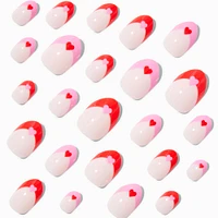 Heart Heart French Tip Stiletto Press On Faux Nail Set - 24 Pack