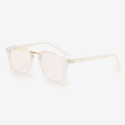 Clear Tortoiseshell Browline Clear Lens Frames - White