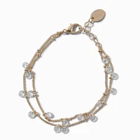 Gold Double Row Cubic Zirconia Confetti Chain Bracelet