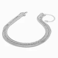 Silver-tone Cable Chain Stack Multi-Strand Necklace