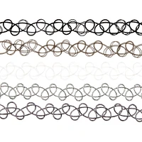 Neutral Tattoo Choker Necklaces - 5 Pack