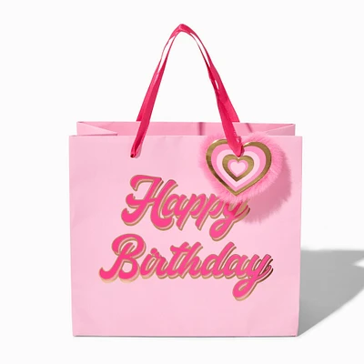 Happy Birthday Pink Heart Medium Gift Bag