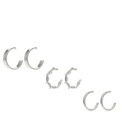 Silver 12MM Hoop Earrings - 3 Pack