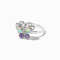 Silver-tone Rainbow AB Ring Set - 4 Pack