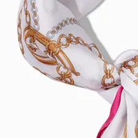 Pink & White Chain Print Silky Headwrap