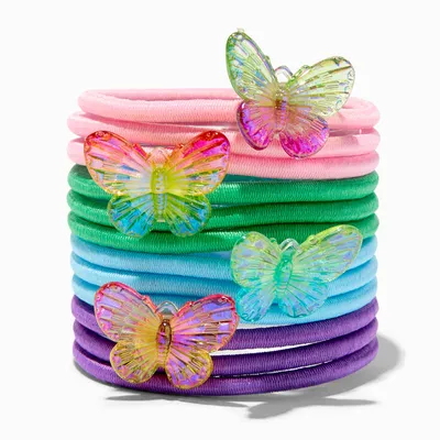 Holographic Rainbow Butterfly Hair Ties - 12 Pack