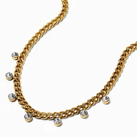 C LUXE by Claire's 18k Yellow Gold Plated Cubic Zirconia Confetti Curb Chain Necklace