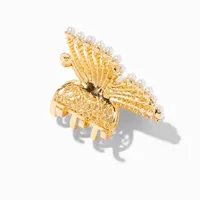 Gold Butterfly Pearl Hair Claw