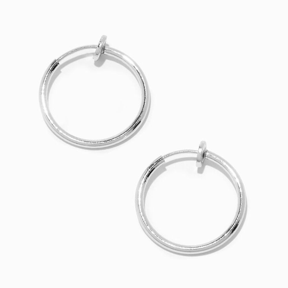 Silver-tone 20MM Clip On Hoop Earrings