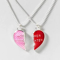 Mother Daughter Heart Pendant Necklaces - 2 Pack