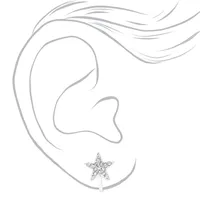 Silver Star Clip On Earrings