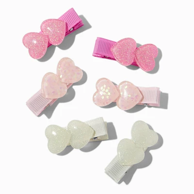 Claire's Club Heart to Heart Icon Hair Clips - 6 Pack