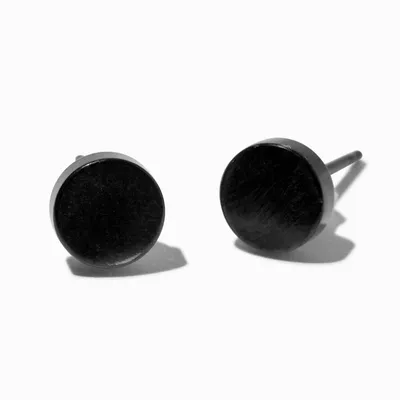 C LUXE by Claire's Silver-tone Titanium 6MM Black  Disc Stud Earrings