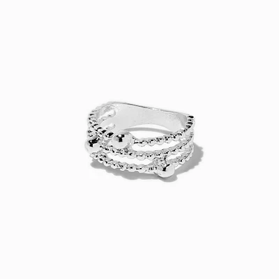 Silver-tone Mini Ball Stack Ring