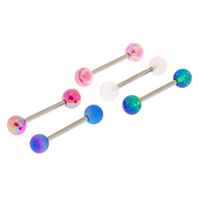 Stainless Steel Cosmic Barbell 14G Tongue Rings - 5 Pack