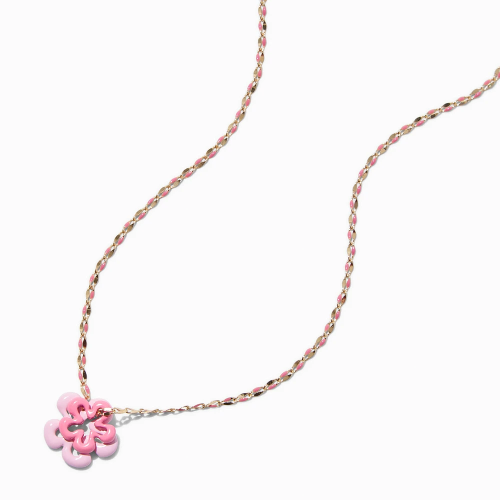 Pink Flower Pendant Necklace