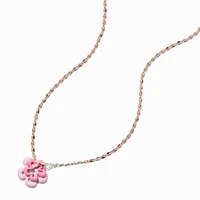 Pink Flower Pendant Necklace
